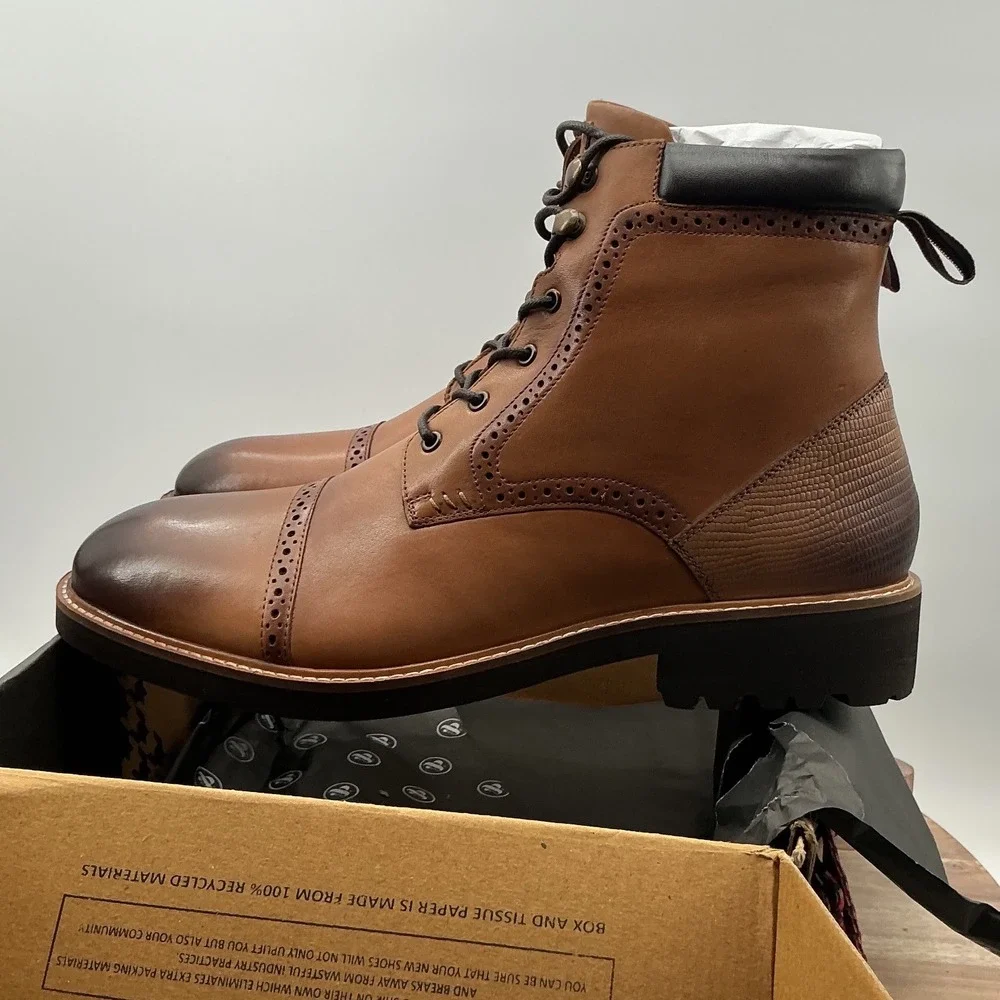 Thomas‎ & Vine Mens Leather Brogue Wingtip Boots Brown Size 12 PO# 005199